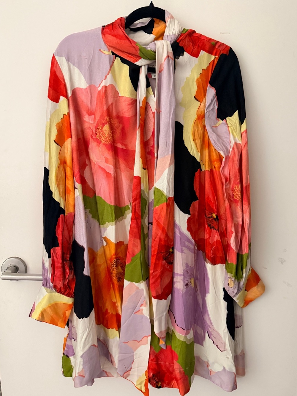 NWT Anthropologie Maeve Caroline Tie-Neck Floral Mini Dress L